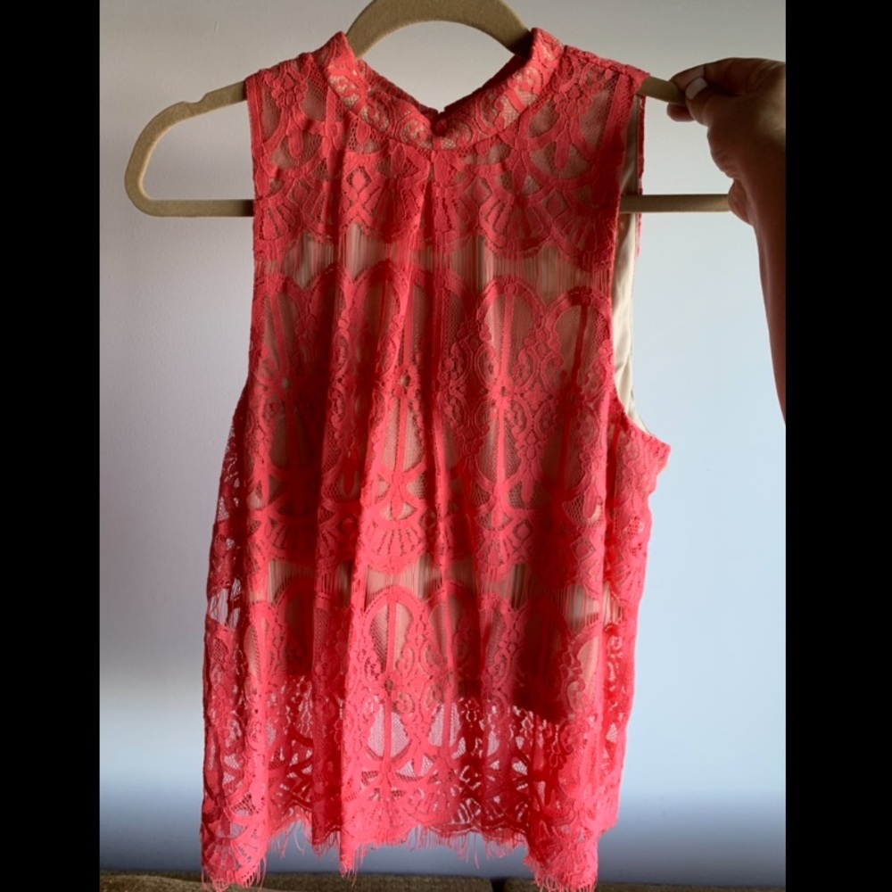 Pink lace tank top